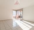 empty room, white tiles, sliding glass doors, balcony