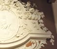 plaster artwork, woman figure, roses, leaves, vintage style