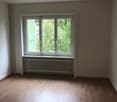 wooden floor, white walls, radiator under a window, no furniture, sunny window
