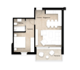 kitchen, living room, bedroom, bathroom, terrace