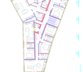 The floor plan shows multiple rooms, including a living room, kitchen, bedrooms, and bathrooms. There is also a balcony or terrace visible.