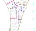 The image shows a detailed floor plan of a multi-room property. It includes a living room, kitchen, 2 bedrooms, 2 bathrooms, and a balcony.