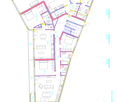 The image shows a detailed floor plan of a multi-room property. It includes a living room, kitchen, 2 bedrooms, 2 bathrooms, and a balcony.
