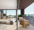 living room with terrace and view