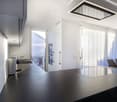 modern kitchen, glass cooktop, built-in oven, dishwasher, stainless steel appliances, granite countertops, marble flooring, recessed lighting, modern faucet