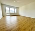 large windows, hardwood floors, empty room