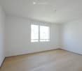 Empty room with white walls, wooden floor, a window
