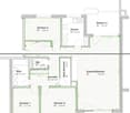 The floor plan includes 4 bedrooms, kitchen, bathroom, living area, and 2 balconies.
