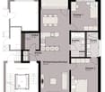 Entrance, living/dining/kitchen area, bathroom, two bedrooms, balcony, disabled access