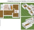 Floor plan of a 110 m² upper-floor apartment with 157 m² usable area including the ground floor. Layout includes a kitchen, 4 bedrooms, a bathroom, a hallway, and a balcony.