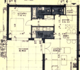 Floor plan of a house with labeled rooms including a bedroom, bathroom, living room, dining area, and terrace.