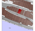 Floor plan showing a building layout with labeled streets: Stadtgraben, Obergass, Untergass, and Rheinstrasse, with the Rhein river visible at the bottom.