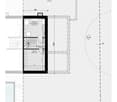 Floor plan of a basement level showing a local technique room, distribution area, cave, and surrounding space with measurements and directional labels.