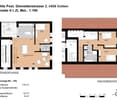 Floor plan of a 4.5-room maisonette apartment with two levels: upper level includes kitchen/dining/living area, bedroom, WC, and terrace; lower level includes hallway, bathroom, and bedroom.