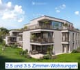 Modern two-story residential building with balconies, large windows, and a well-maintained garden area.