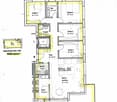 Floor plan of apartment B6,2nd floor, showing living and dining area, kitchen, four bedrooms, two bathrooms, hallway, and balcony.
