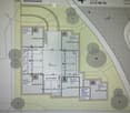 Ground floor plan showing multiple rooms including stairwell, cellar entrances, technical room, and a manuver area.