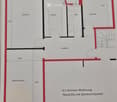 Floor plan of a 3.5-room apartment with 76m2 on the ground floor, featuring a living room, kitchen, bathroom, two bedrooms, hallway, and balcony.