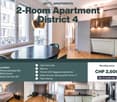 Modern2-room apartment with open floor plan, balcony access, kitchen with Gaggenau appliances, steam shower, Samsung The Frame TV, and fiber internet.