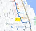 Map showing a walking route through Kilchberg, Zurich, with nearby points of interest including shops, supermarkets, and public transport stops.