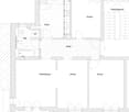 Floor plan showing a multi-room layout including a kitchen, living/dining area, bedrooms, bathrooms, and a balcony.