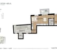 Floor plan of a 2.5-room apartment on the third floor, including living/dining area, bedroom, bathroom, balcony, hallway, and staircase.