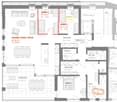 Floor plan of a 3.2-room apartment with living/dining/kitchen area, three bedrooms, bathroom, hallway, and terrace.