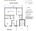 Floor plan of a 3.5-room apartment on the 5th floor, featuring a living and dining area, two bedrooms, a kitchen, a bathroom, a laundry room, and a terrace with views of Lake Zurich and a church/hill.