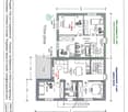 Floor plan showing three apartments on the ground floor of Villa Contigua 4, including living rooms, bedrooms, bathrooms, kitchen, and entrance areas.