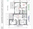 Floor plan of a villa with three apartments, including living room, kitchen, bedrooms, bathrooms, and terraces.