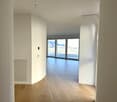 empty room, hardwood floors, large windows, view of mountains