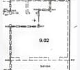 Floor plan showing a room labeled 9.02 with a balcony area. The layout includes multiple labeled points and lines indicating walls and doors.