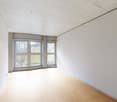 empty room, large windows, hardwood floor, plain white walls