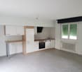 modern kitchen with white cabinets, tiled floor, sink, oven, dishwasher, window with blinds