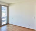 empty room, large windows, wooden floor, white walls, power outlets