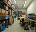 Warehouse with shelves and equipment