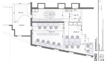 The image shows a floor plan of a building. It includes a living room (7.81 m²), a dining room (19.61 m²), a kitchen (5.87 m²), and a bathroom (5.29 m²). The building also has a staircase.