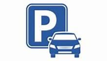 Blue parking sign with a car icon