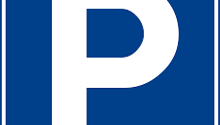 Parking place sign, blue and white