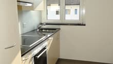 kitchen, tiled floor, wooden cabinets, built-in oven, sink, faucet, window