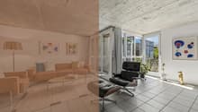 Wohnzimmer mit Blick ins Quartier