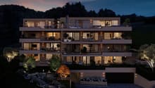 3 story house, balconies, gardens, terrace, garage, fire pit, trees, mountains