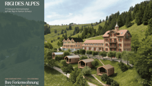 large hotel, smaller chalets, surrounded by trees, on hill