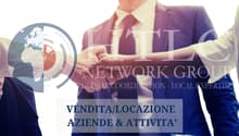 The image shows a business called 'TILT Network Group' which provides 'Global Coordination - Local Expertise' services, including 'Vendita/Locazione Aziende & Attivita' (Sale/Lease of Companies & Activities). The image also shows a globe icon, indicating