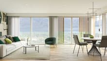 modern living room with large windows and views