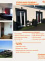 Studio with double bed, small equipped kitchen, separate shower and WC, washing machine, TV, Wi-fi, Terrace with table and chairs, parking