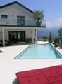 modern house, swimming pool, terrace, balcony, garden, view
