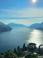 Lake Como, mountains, blue sky, clear water, boats