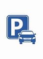 Blue parking sign with a car icon