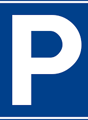 Parking place sign, blue and white